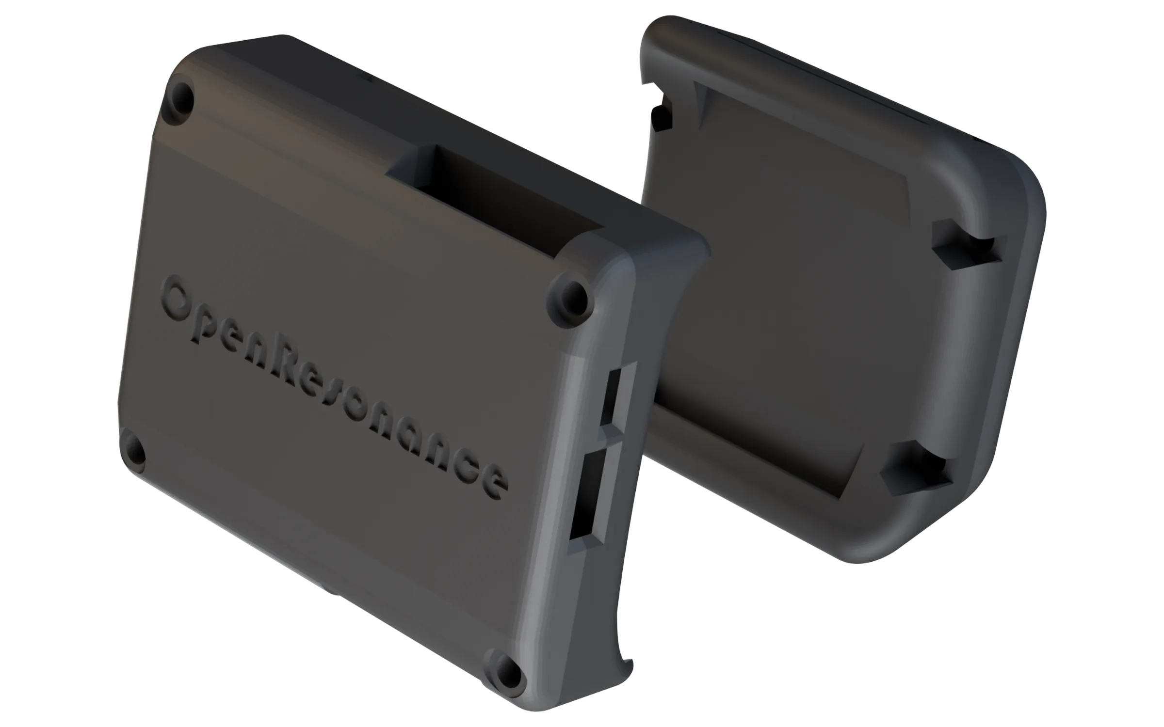 The two OpenResonance pods, rendered from the CAD, the gap between them is your wrist