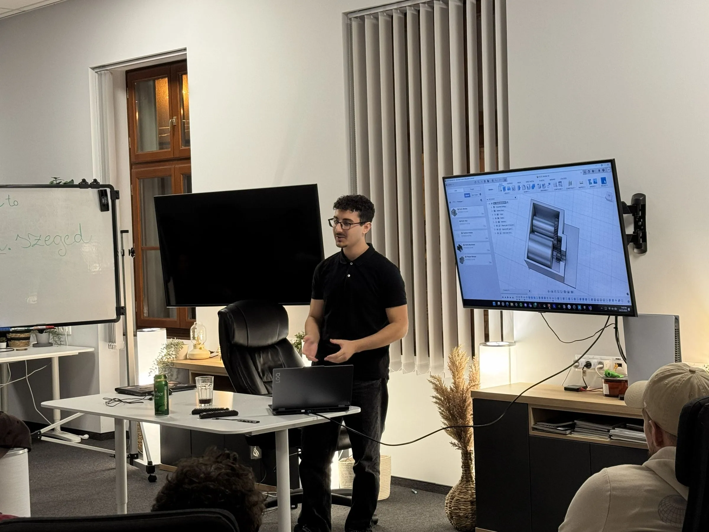 Presenting PGX with the CAD model of the exosuit on screen